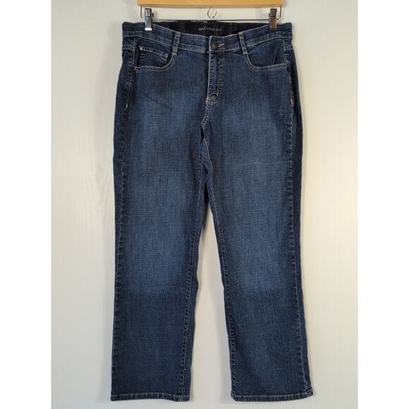 Lee Sinfully Soft Jeans Womens Petite Size 8 Blue Stretch Back Flap Elastic Wais - Picture 1 of 16